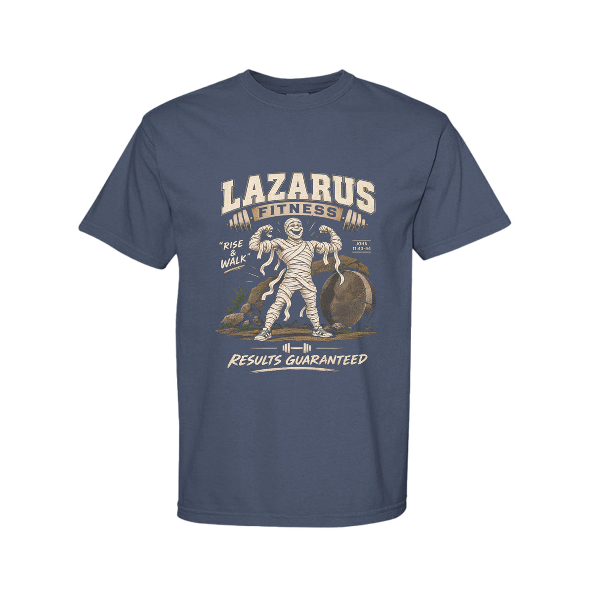 Lazarus Rise and Walk Funny Christian Gym Shirt color option - Claimed by God Designs