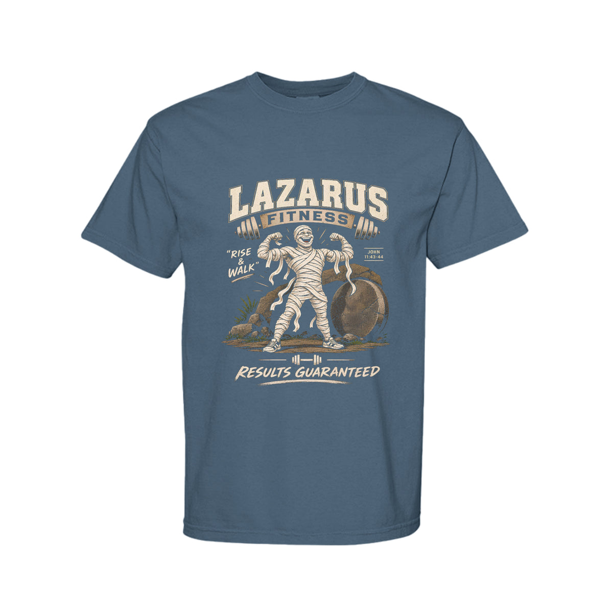Lazarus Rise and Walk Funny Christian Gym Shirt color option - Claimed by God Designs
