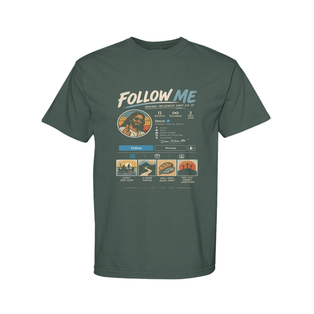 Jesus The Original Influencer Funny Christian T-Shirt color option - Claimed by God Designs