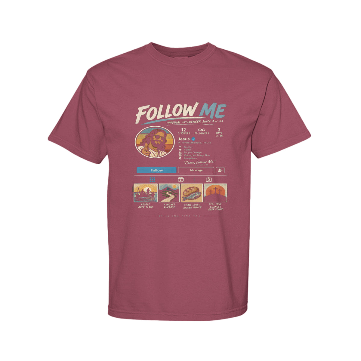 Jesus The Original Influencer Funny Christian T-Shirt color option - Claimed by God Designs