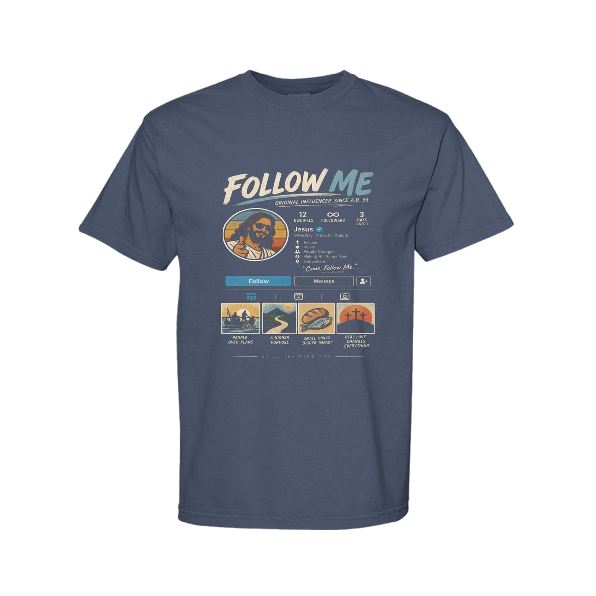Jesus The Original Influencer Funny Christian T-Shirt color option - Claimed by God Designs
