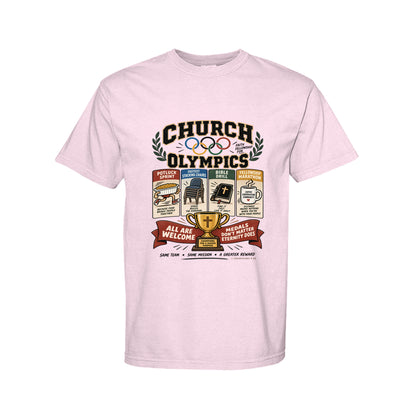 Church Olympics Funny Christian T-Shirt color option - Claimed by God Designs
