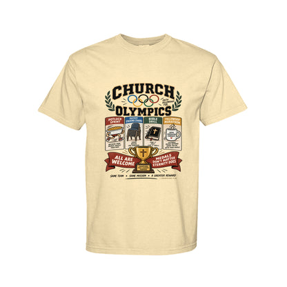Church Olympics Funny Christian T-Shirt color option - Claimed by God Designs