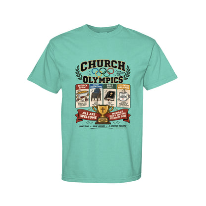 Church Olympics Funny Christian T-Shirt color option - Claimed by God Designs