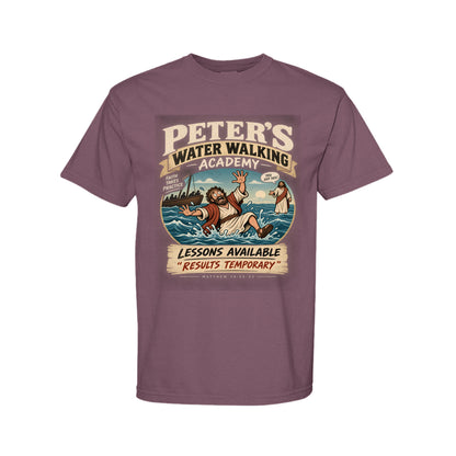 Peter's Water Walking Academy Funny Christian T-Shirt - Claimed by God Designs