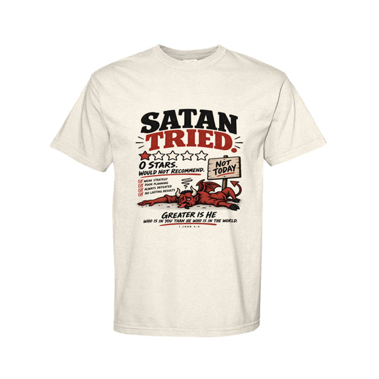 Satan Tried Zero Stars Funny Christian T-Shirt