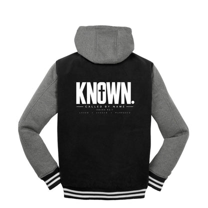 KNOWN Christian letterman jacket, Isaiah 43:1, front