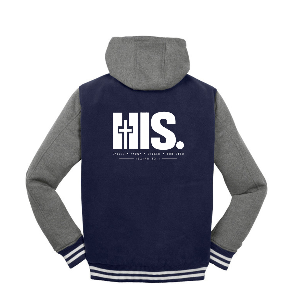 HIS Christian letterman jacket, Isaiah 43:1