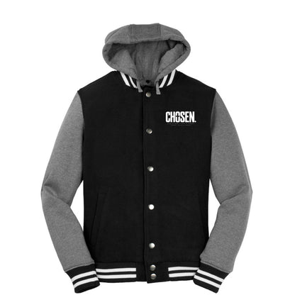 CHOSEN Christian letterman jacket, 1 Peter 2:9, back