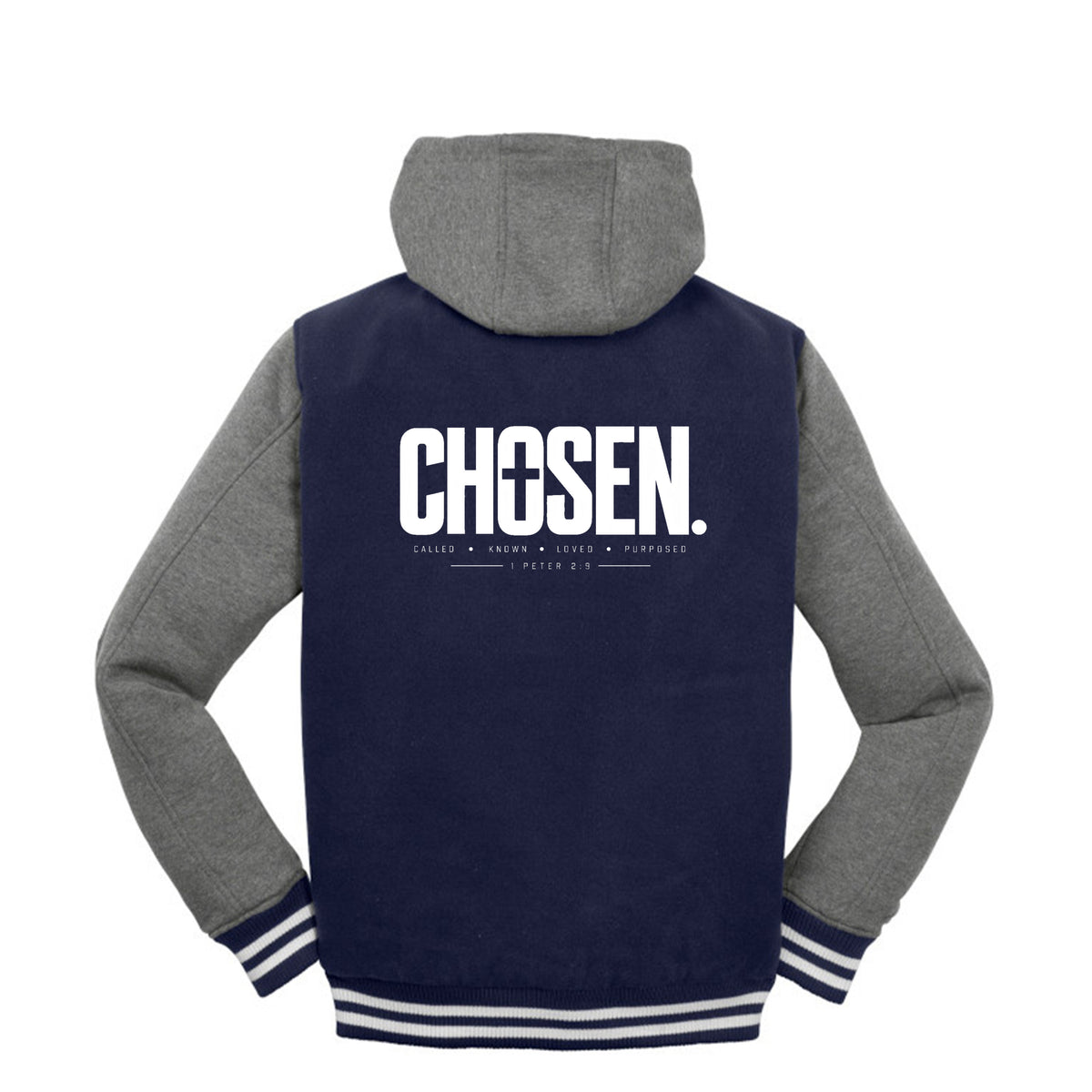 CHOSEN Christian letterman jacket, 1 Peter 2:9