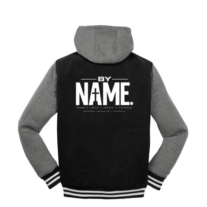 BY NAME Christian letterman jacket, Isaiah 43:1, front