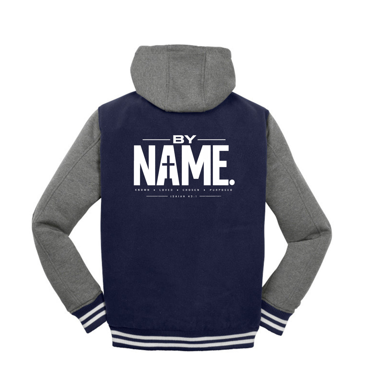 BY NAME Christian letterman jacket, Isaiah 43:1
