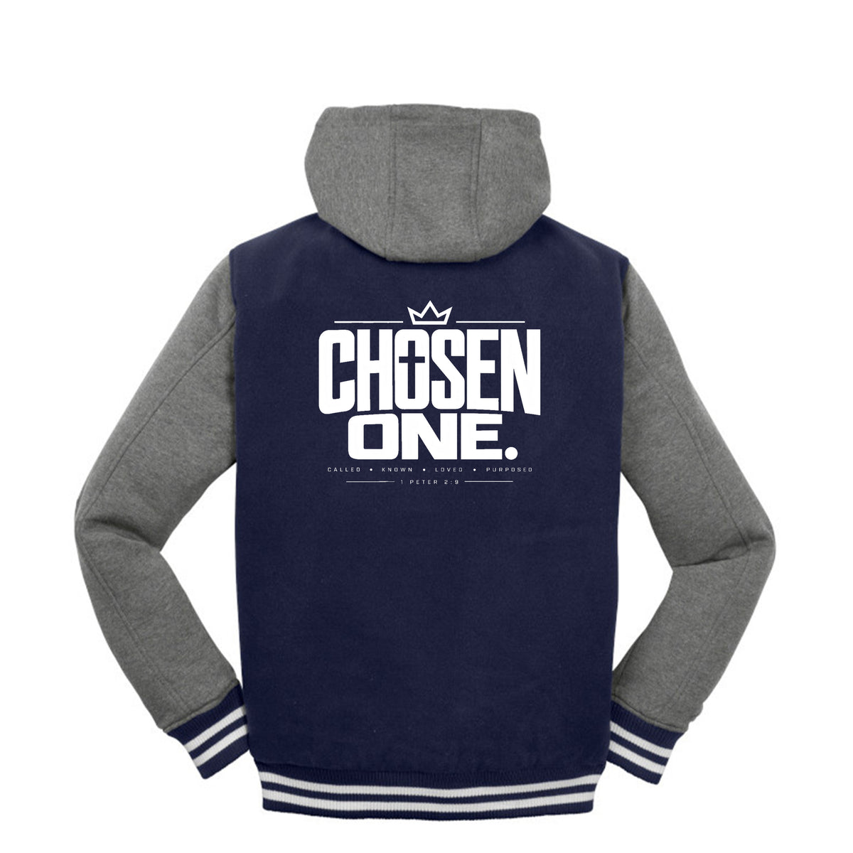 CHOSEN ONE Christian letterman jacket, 1 Peter 2:9