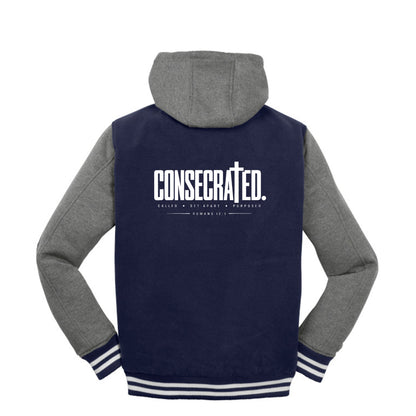 CONSECRATED Christian letterman jacket, Romans 12:1