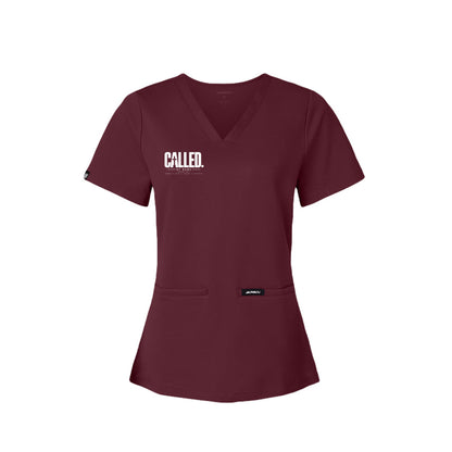 CALLED women's Christian V-neck scrub top, Isaiah 43:1
