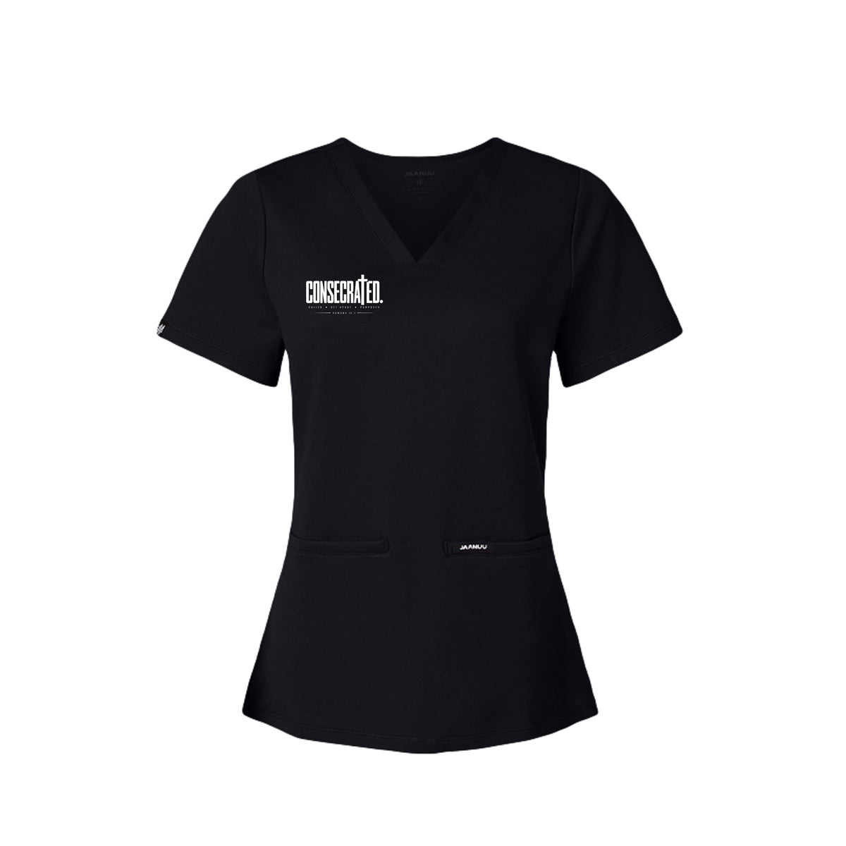 CONSECRATED women's Christian scrub top, Romans 12:1