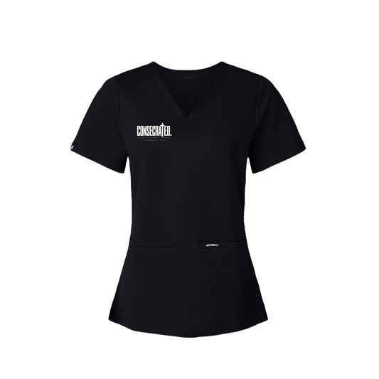 CONSECRATED women's Christian scrub top, Romans 12:1