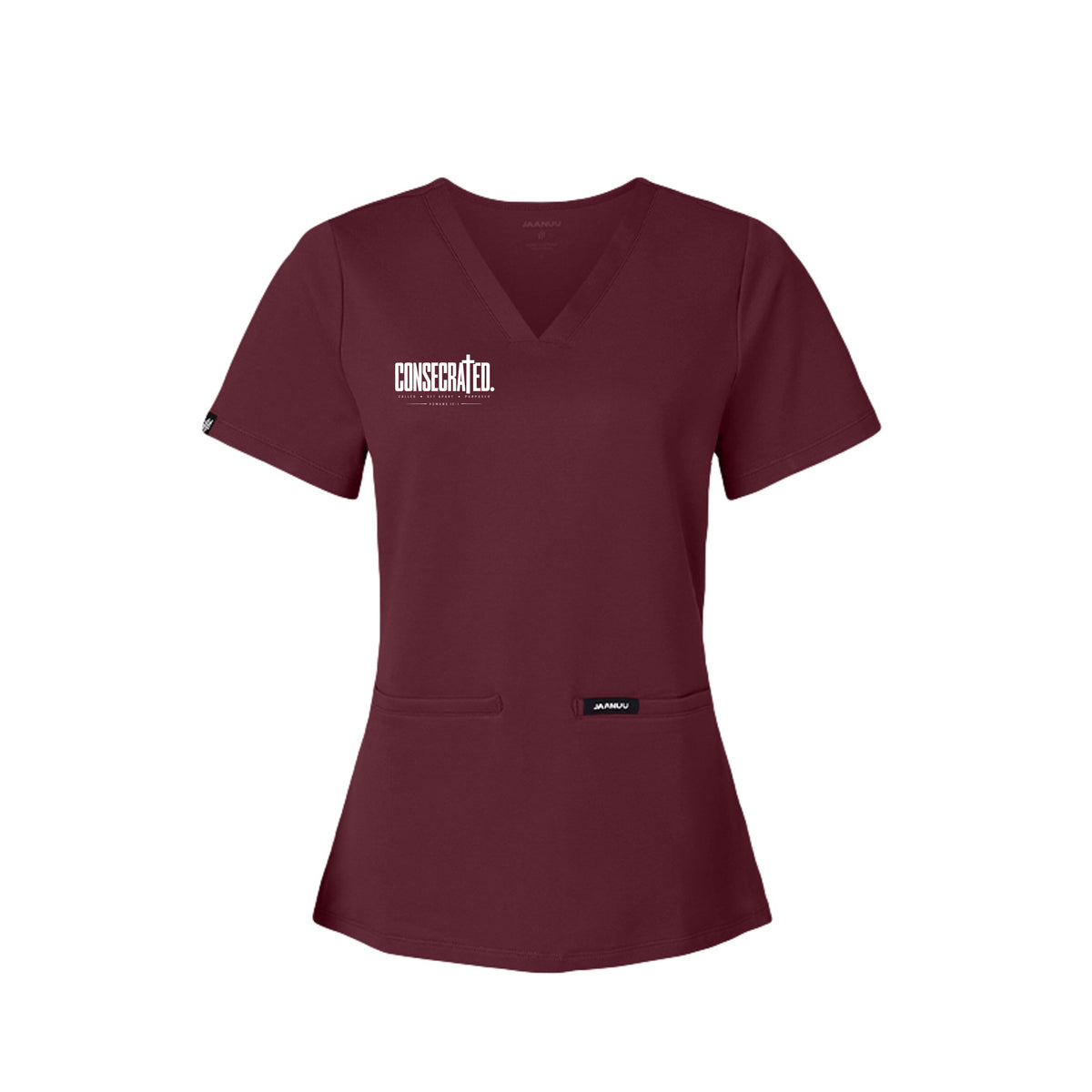 CONSECRATED women's Christian scrub top, Romans 12:1