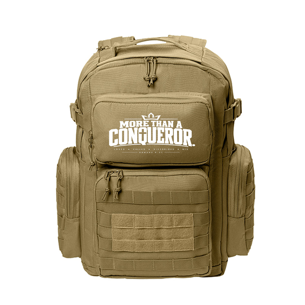 More Than a Conqueror Christian laptop backpack, Romans 8:37