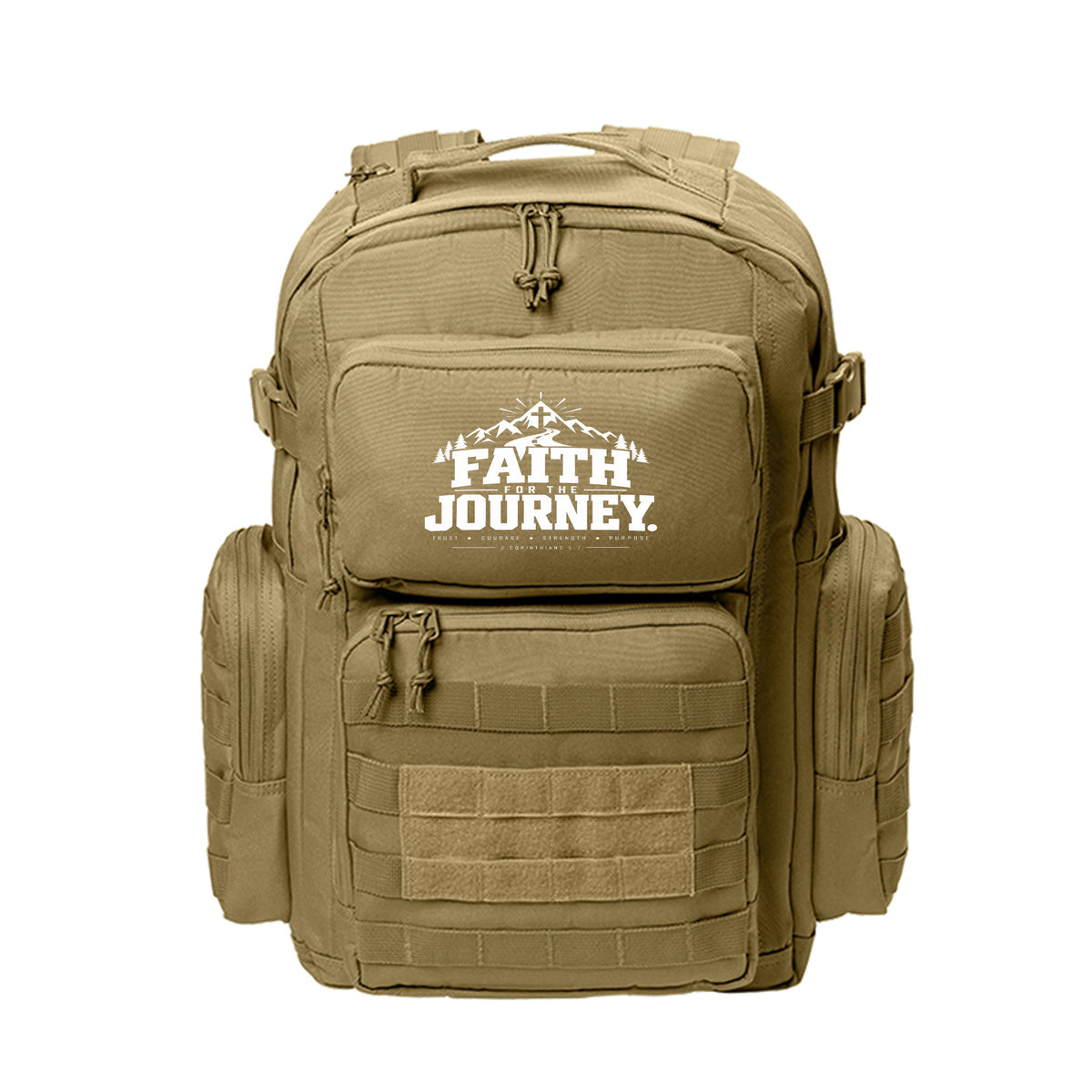 Faith for the Journey Christian travel backpack, 2 Corinthians 5:7