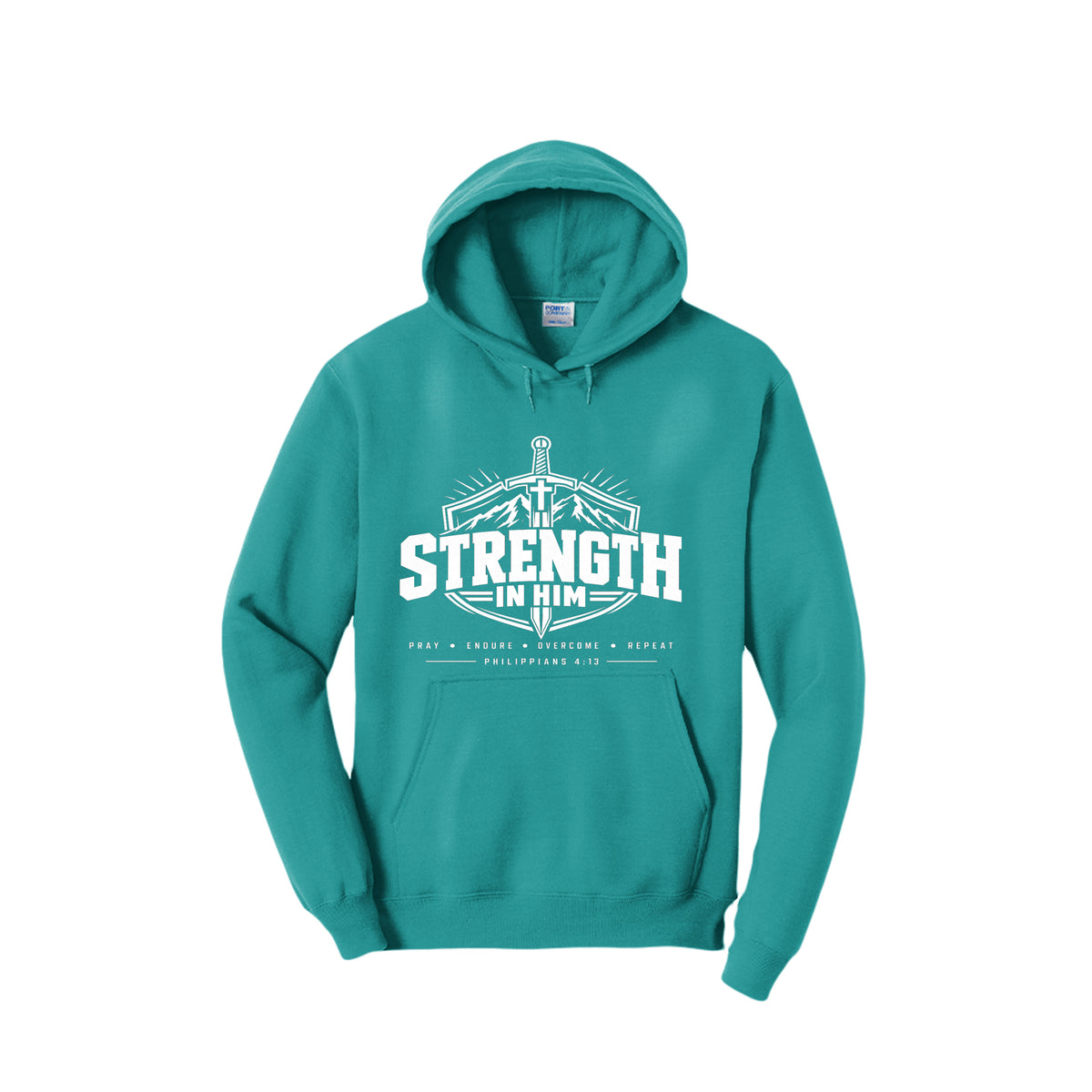 Strength in Him Christian hoodie, Philippians 4:13