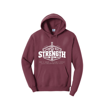 Strength in Him Christian hoodie, Philippians 4:13