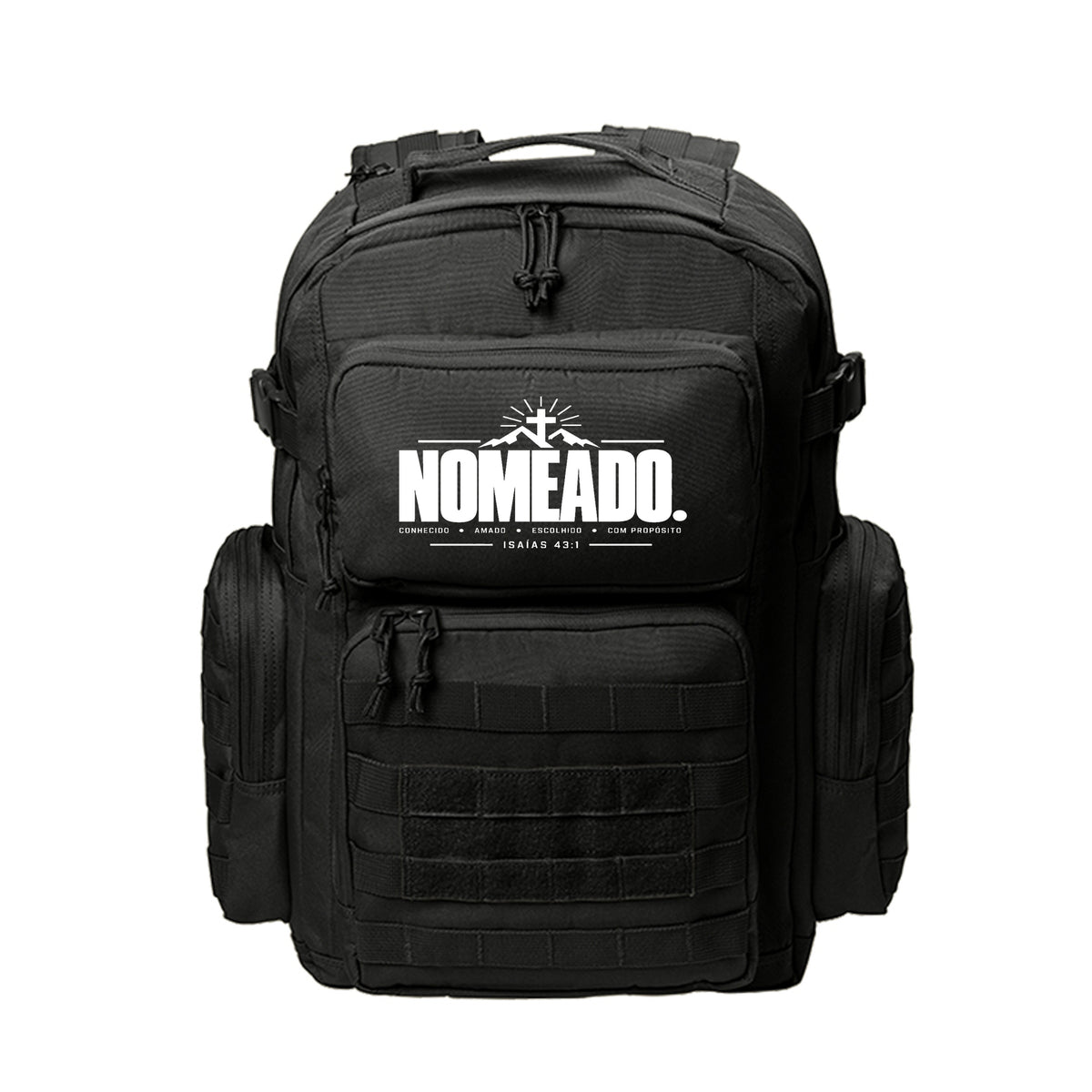 NOMEADO Portuguese Christian backpack with Isaías 43:1 design (Named)