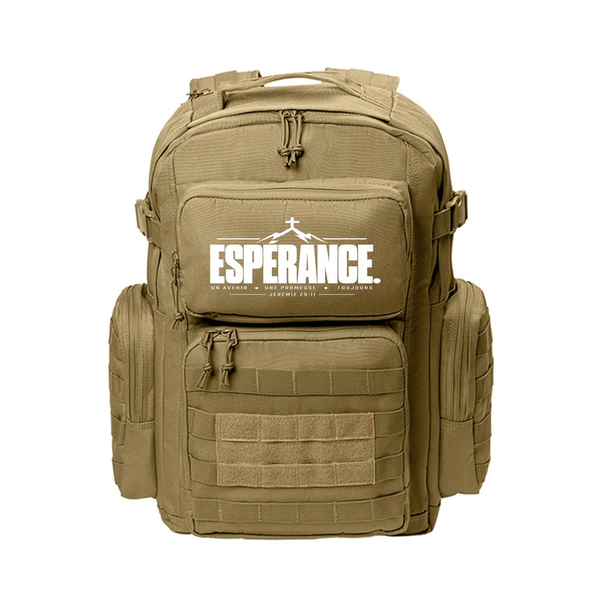 ESPÉRANCE French Christian laptop backpack, alternate view