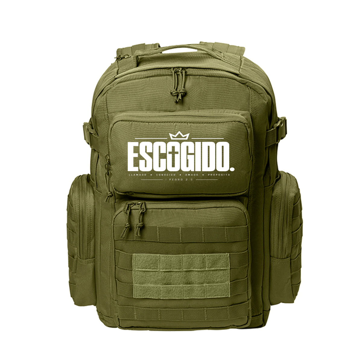 ESCOGIDO Spanish Bible verse backpack, alternate view