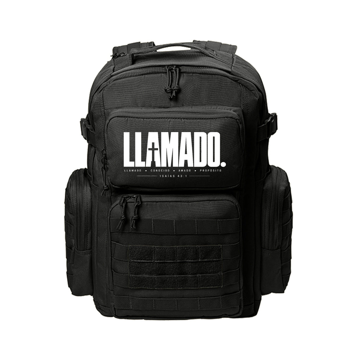 LLAMADO Spanish Christian backpack with Isaías 43:1 cross design (Called)