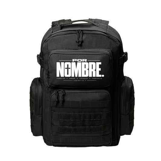 POR NOMBRE Spanish Christian backpack with Isaías 43:1 cross design (By Name)