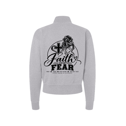 Faith Over Fear Isaiah 41:10 women's Christian zip jacket