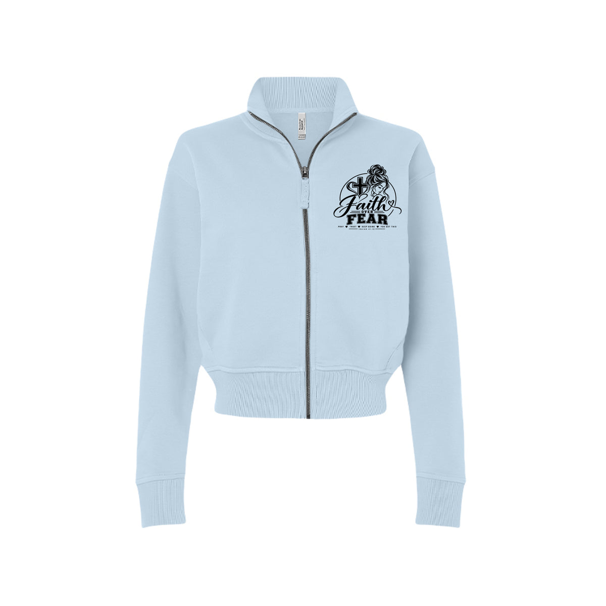 Faith Over Fear Isaiah 41:10 women's Christian zip jacket