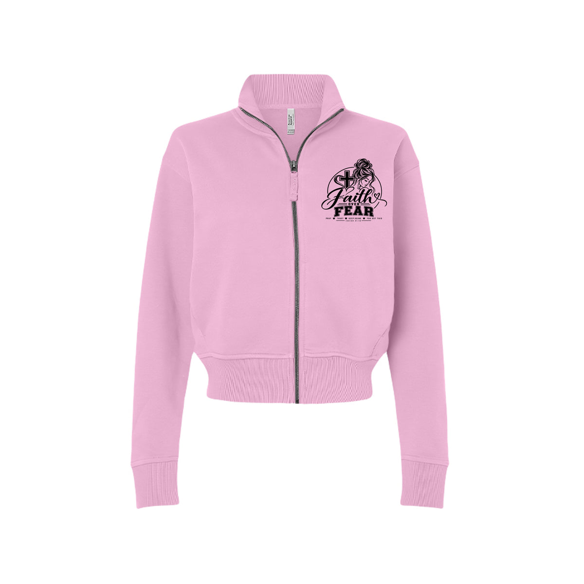 Faith Over Fear Isaiah 41:10 women's Christian zip jacket