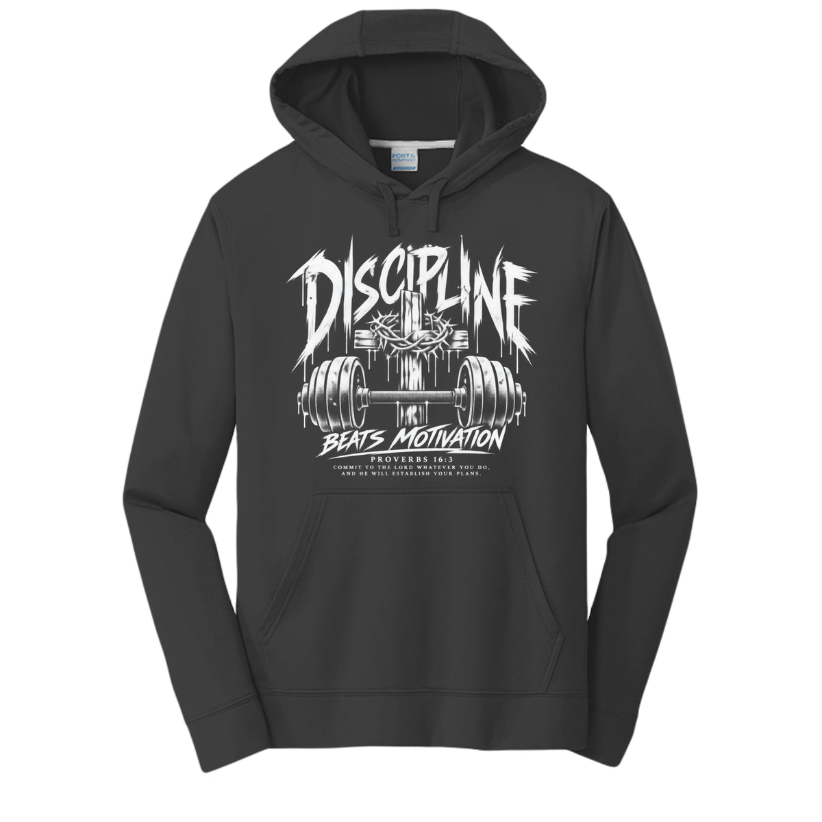 Discipline Beats Motivation Proverbs 16:3 unisex Christian gym hoodie