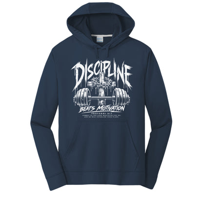 Discipline Beats Motivation unisex Christian gym hoodie - Claimed by God Designs