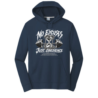 No Excuses, Just Obedience unisex Christian gym hoodie - Claimed by God Designs
