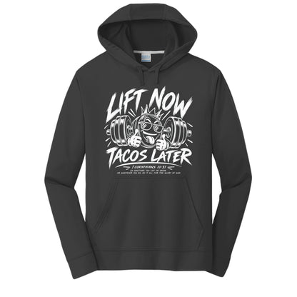 Lift Now Tacos Later 1 Corinthians 10:31 unisex Christian gym hoodie