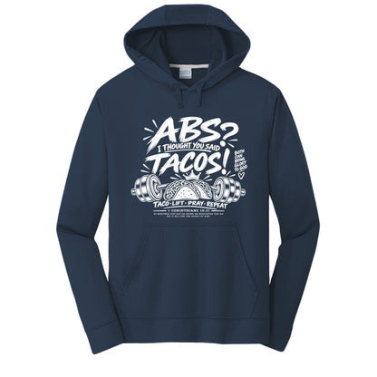 Abs? I Thought You Said Tacos unisex Christian gym hoodie - Claimed by God Designs