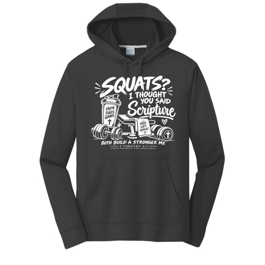 Squats? I Thought You Said Scripture 2 Timothy 2:7 unisex Christian gym hoodie