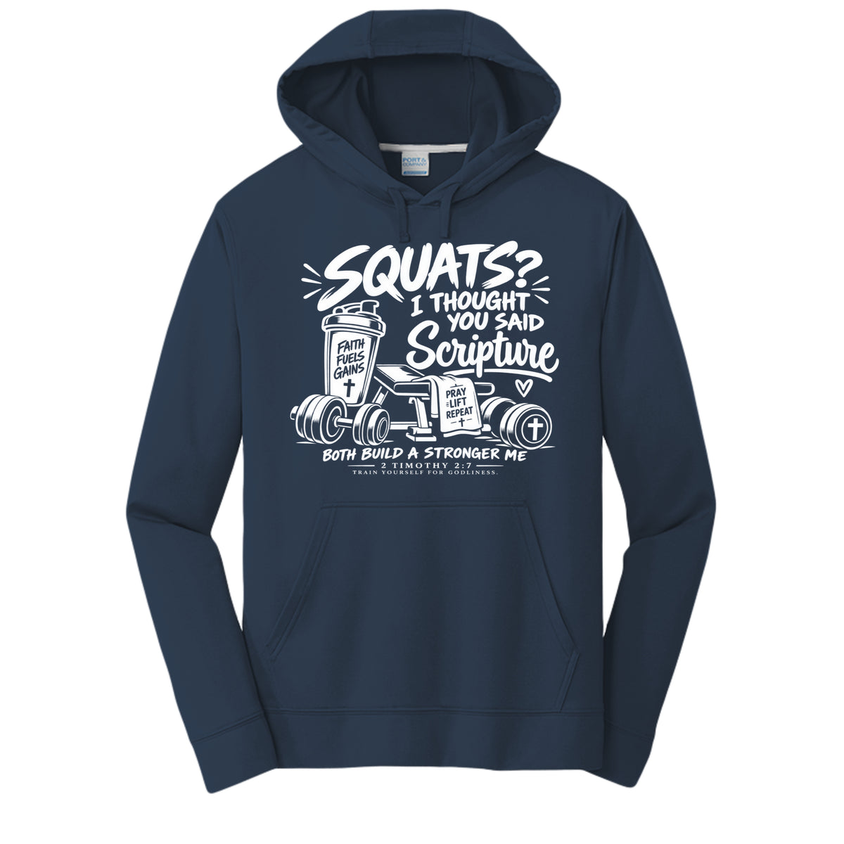Squats? I Thought You Said Scripture unisex Christian gym hoodie - Claimed by God Designs
