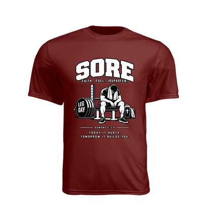 SORE Faith. Fuel. Ibuprofen. unisex Christian gym t-shirt - Claimed by God Designs