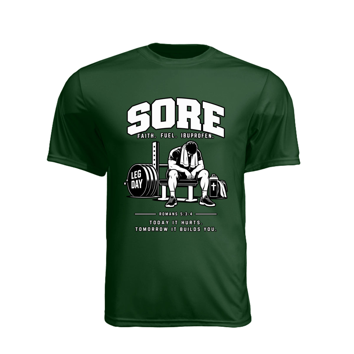 SORE Faith. Fuel. Ibuprofen. unisex Christian gym t-shirt - Claimed by God Designs