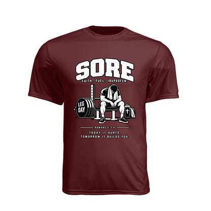 SORE Faith. Fuel. Ibuprofen. unisex Christian gym t-shirt - Claimed by God Designs