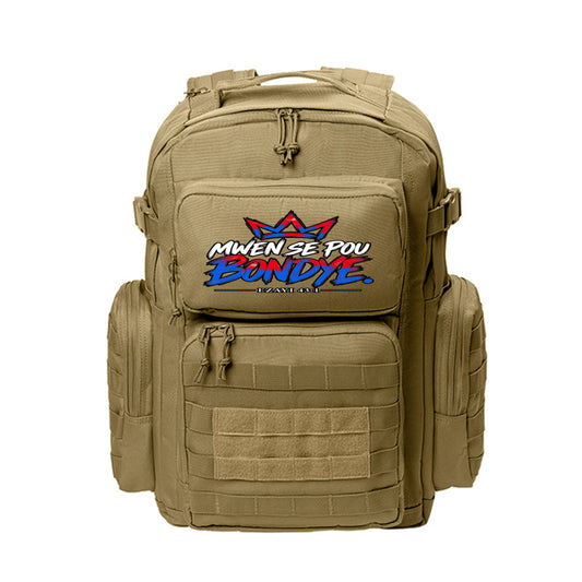 Mwen Se Pou Bondye Haitian Kreyòl Christian backpack in Coyote Brown, Ezayi 43:1