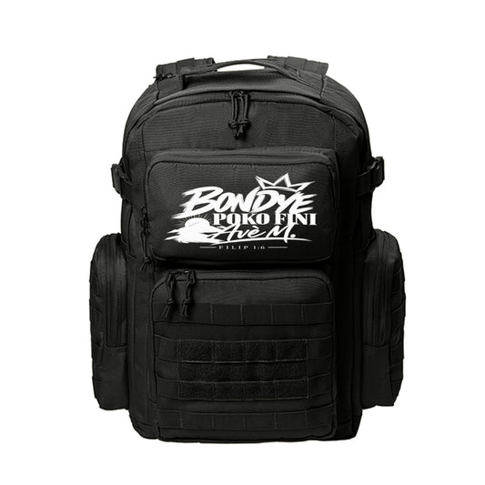 Bondye Poko Fini Avè M Haitian Kreyòl Christian backpack in Black, Filip 1:6