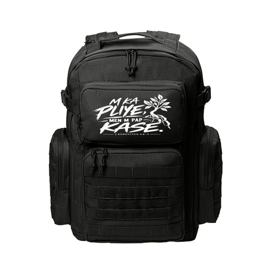 M Ka Pliye, Men M Pap Kase Haitian Kreyòl Christian backpack in Black, 2 Korentyen 4:8-9
