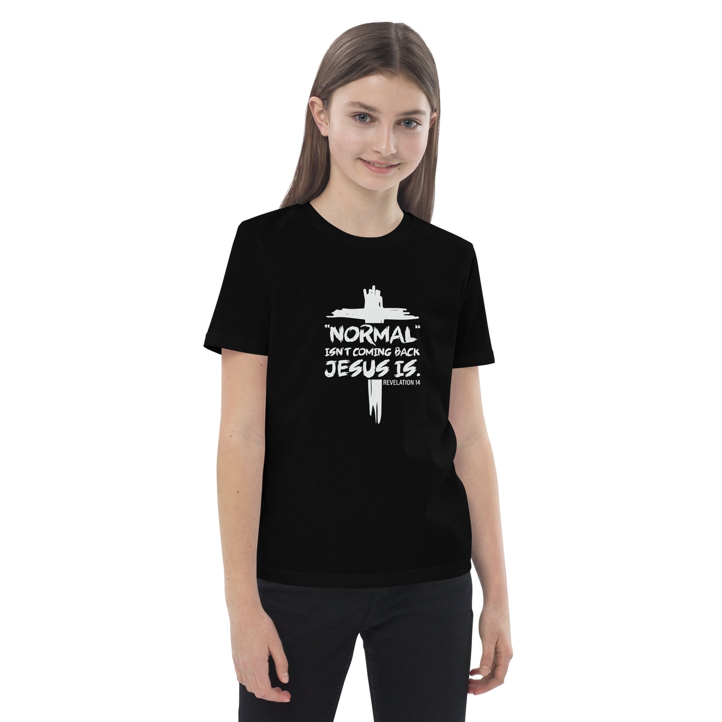 Normal Isn't Coming Back Jesus Is Youth Christian Organic cotton T-shirt