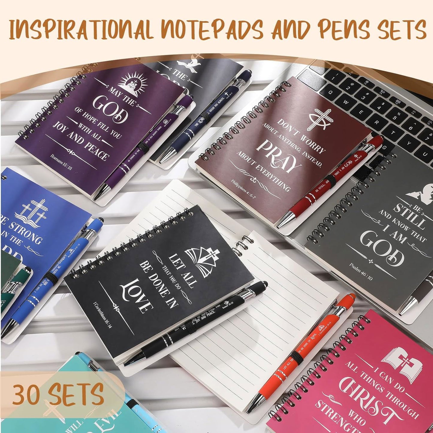 30 Sets of Journals w/ pens Christian Bible Verse Journals - ClaimedbyGodDesigns