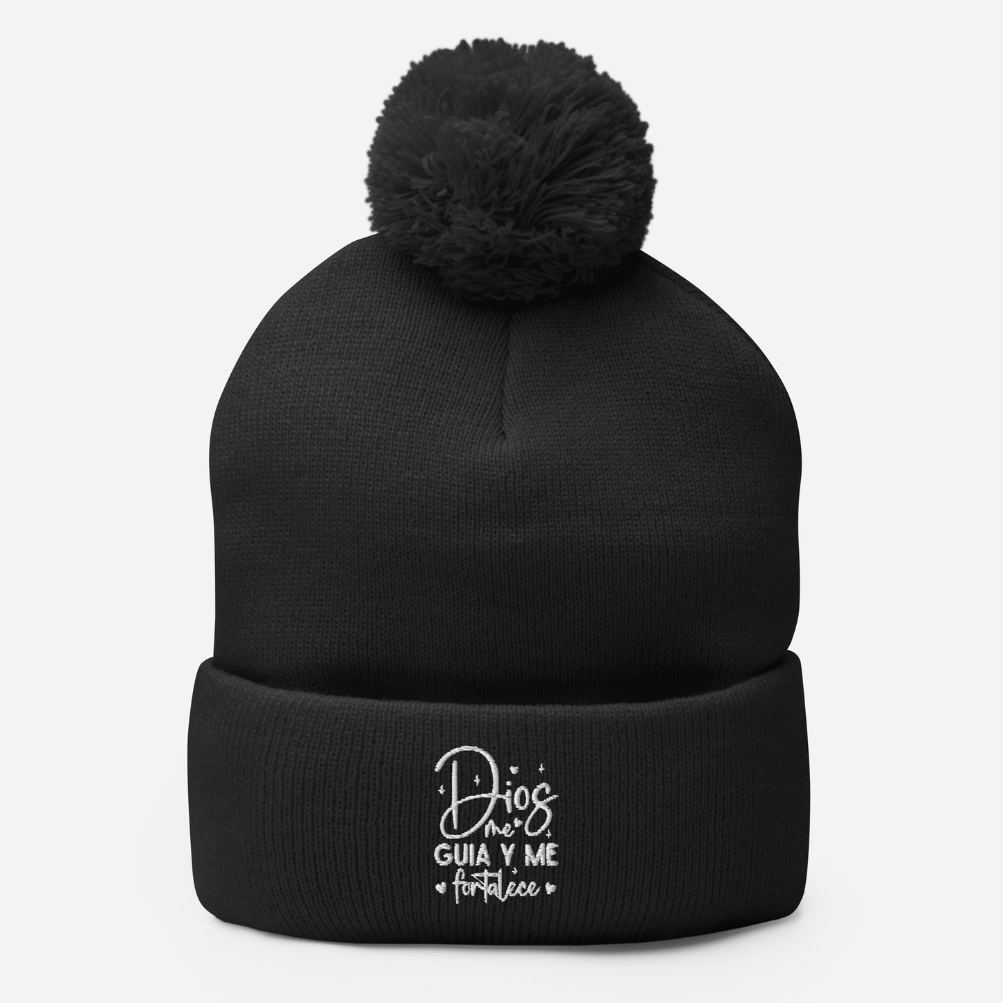 Dios Me Guia Y Me Fortalece Spanish Christian Pom-Pom Beanie